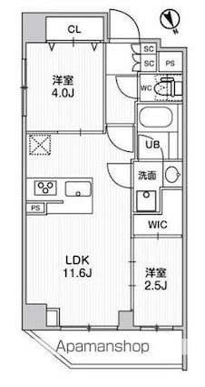 ステージファースト浅草橋Ⅳ[2LDK/43.26m2]の間取図
