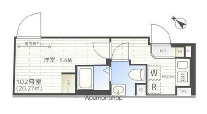 メゾンド町屋[1K/20.27m2]の間取図