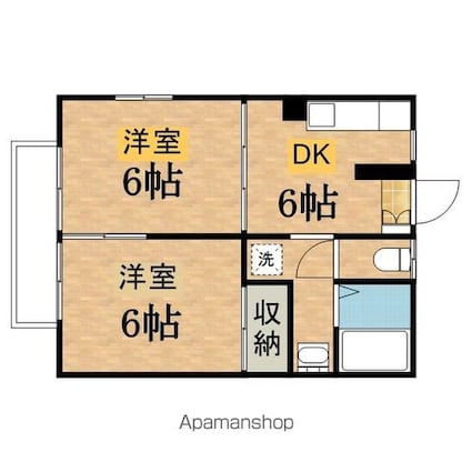 ハイツさつき[2DK/37m2]の間取図