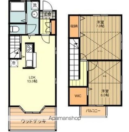 東京都福生市大字熊川[2LDK/66.86m2]の間取図