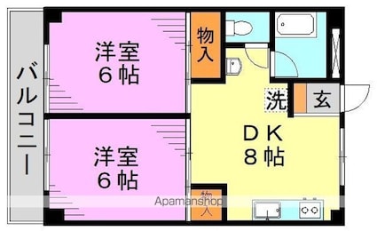 東京都杉並区和田３丁目[2DK/42.12m2]の間取図