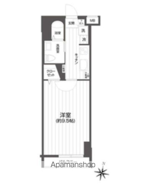 メイクスデザイン用賀[1K/28.15m2]の間取図