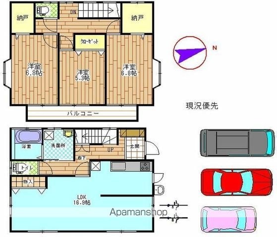 厚木市棚沢貸家の間取り写真