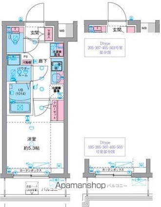 ＧＥＮＯＶＩＡ天王台[1K/20.88m2]の間取図