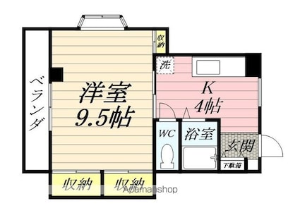 クリフサイド神尾第２[2DK/37.44m2]の間取図