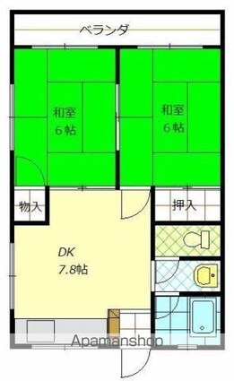 コーポさつき[2DK/42m2]の間取図