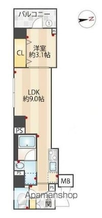 ＺＯＯＭ信濃町[1LDK/31.86m2]の間取図