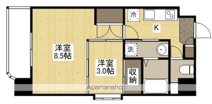 広島県広島市南区段原山崎２丁目[2K/33.83m2]の間取図