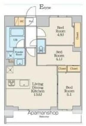 クレストコート本所吾妻橋Ｎｏｒｔｈ[3LDK/61.66m2]の間取図