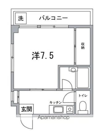 ぶるーハイツ[1K/28.5m2]の間取図