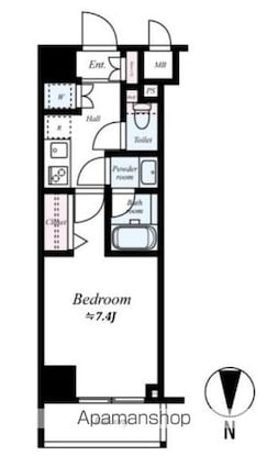 トラディス浅草橋[1K/25.59m2]の間取図
