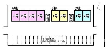 フェイスフル五番館　Ｂ棟[3DK/58.02m2]の配置図