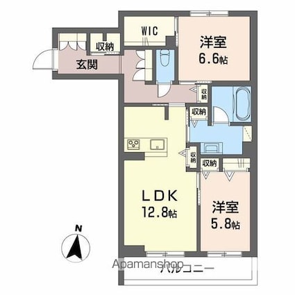 シャーメゾンステージ神明[2LDK/70.31m2]の間取図