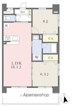 アーバンヒルズ喜与町[2LDK/61.05m2]の間取図
