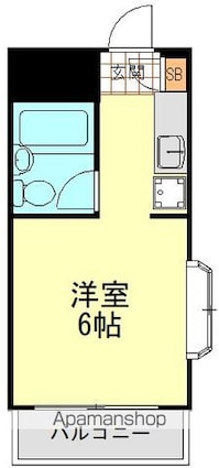 ユースフル祐天寺Ｎｏ．１[1R/14.57m2]の間取図
