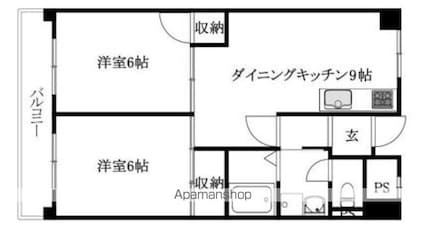 道後山本ビル[2LDK/47.85m2]の間取図