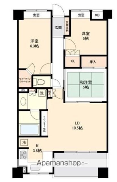 ライオンズ東中神[3LDK/75.32m2]の間取図