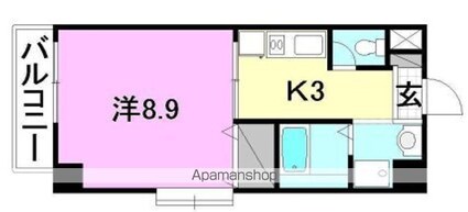 ロイアルコート桑原[1K/30.68m2]の間取図