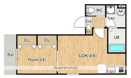 ジーメゾン春日部ウェスト[1LDK/30m2]の間取図