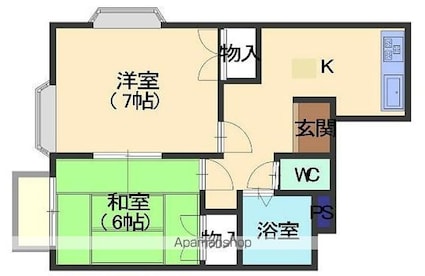 サトーコーポＢ棟[2K/40.36m2]の間取図