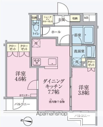 東京都練馬区豊玉北６丁目[2DK/40.28m2]の間取図