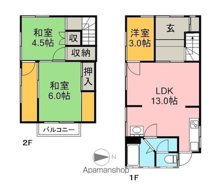 高知県高知市越前町１丁目[3LDK/92.54m2]の間取図