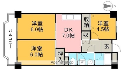 コーポ朝日Ⅴ[3DK/55.81m2]の間取図