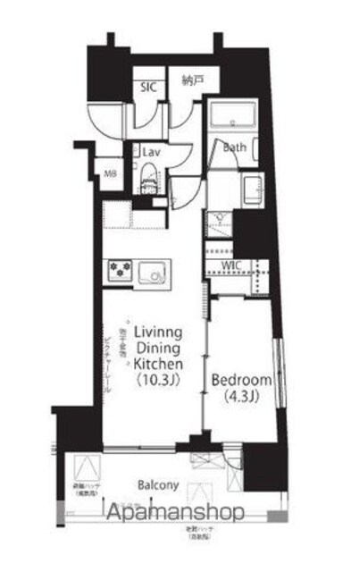 東京都新宿区左門町[1LDK/40.03m2]の間取図