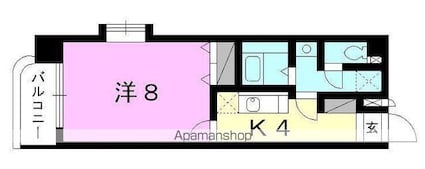 メルシーコート柳井町[1K/26.94m2]の間取図