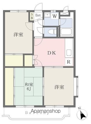 ユーミーＡＯＫＩ　Ａ棟[3DK/56.85m2]の間取図