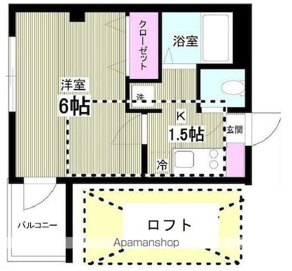 東京都中野区新井１丁目[1K/18.2m2]の間取図