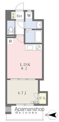 Ｍａｙｆａｉｒ　ＨＯＮＭＡＣＨＩ　ｓｑｕａｒｅ[1DK/31.71m2]の間取図