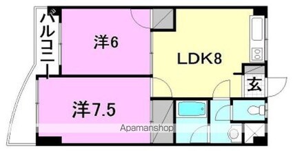 ロイヤルアネックス福音寺[2LDK/46.17m2]の間取図