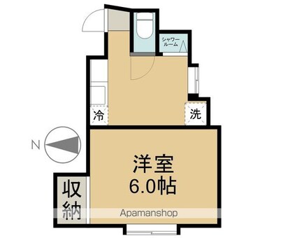 カルチェラタン・アパートメント[1K/21m2]の間取図