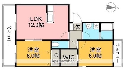 ヴァンミルワール[2LDK/56.3m2]の間取図