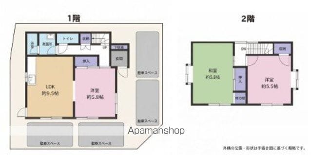 筑肥線 波多江駅 徒歩50分 2階建 築43年の間取り写真