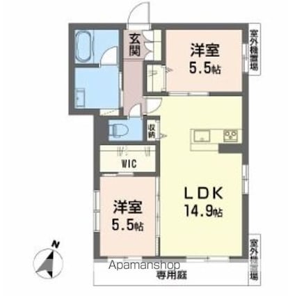 リバーサイド中万々[2LDK/61.29m2]の間取図