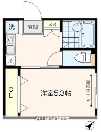 パークヴィラ城北[1K/22.87m2]の間取図