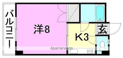 ぷれいす。友[1K/24.79m2]の間取図