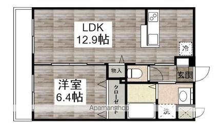 ルミエール（藤原町）[1LDK/43.12m2]の間取図