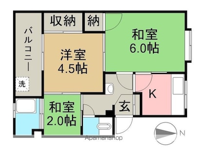 東雲マンション[2K/40.75m2]の間取図