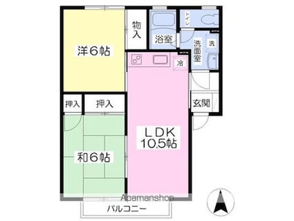 ハイカムール鷹子[2LDK/51.39m2]の間取図