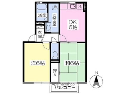 セジュール来住[2DK/42.13m2]の間取図