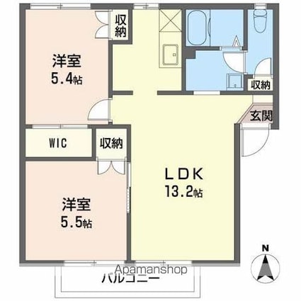 フレグランス　ニュービレッジ[2LDK/54.38m2]の間取図