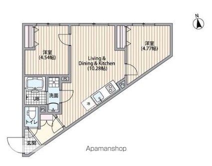 エルファーロ笹塚Ⅲ[2LDK/43.12m2]の間取図