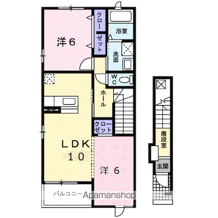 ベルソレイユ[2LDK/56.47m2]の間取図