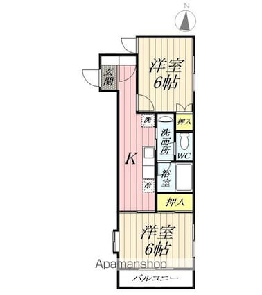 埼玉県八潮市大字木曽根[2K/40.9m2]の間取図