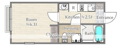 東京都中野区野方５丁目[1K/19.28m2]の間取図