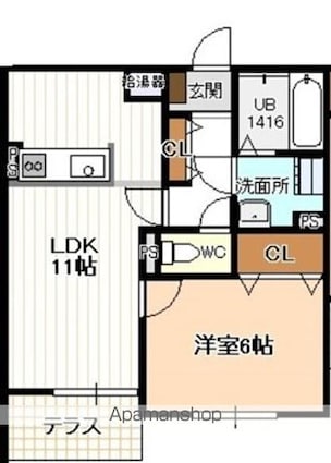 サンクラート[1LDK/42.24m2]の間取図