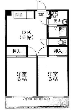 コーポ藤村[2DK/37.98m2]の間取図